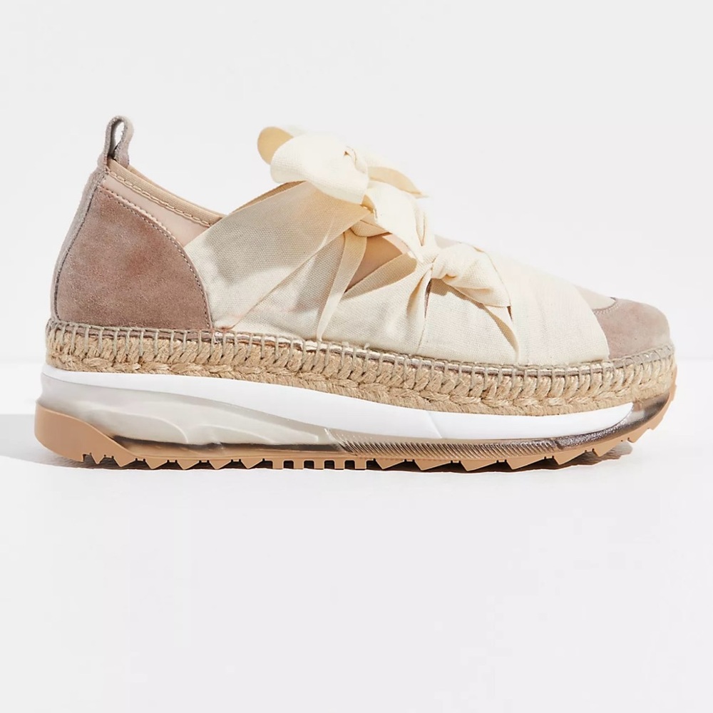 Free People Cream and Tan Espadrille Sneakers